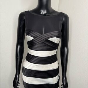 BCBGMaxAzria Black and White Bandage Dress